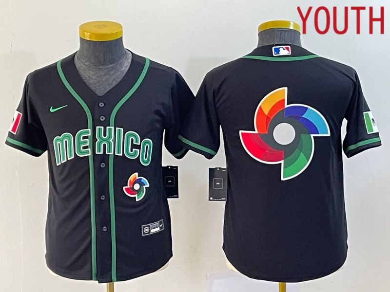 Youth 2023 World Cub Mexico Blank Black Nike MLB Jersey9->youth mlb jersey->Youth Jersey